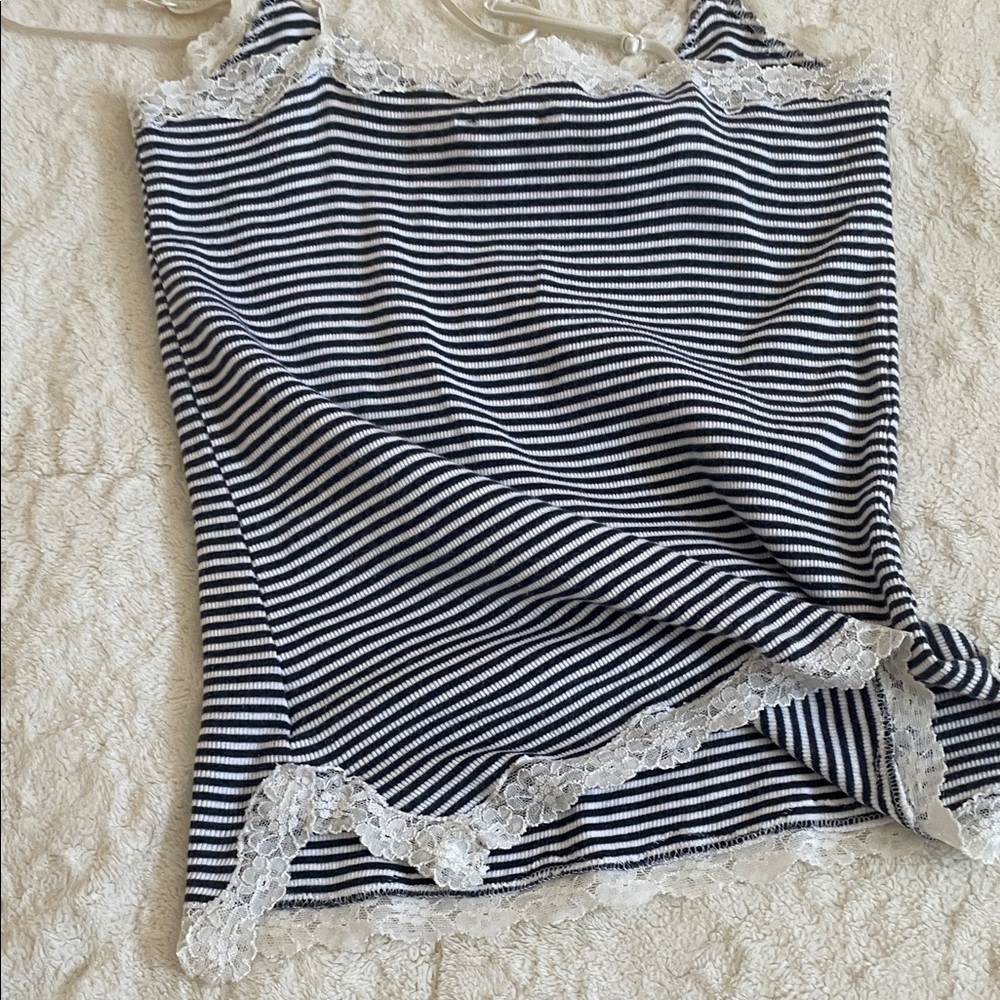 🤍🖤 JACOB Stripped Lace Cami ✨ Y2K ✨ Size M - Picture 4 of 10